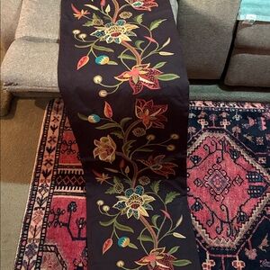Pier 1 Black Floral Table Runner